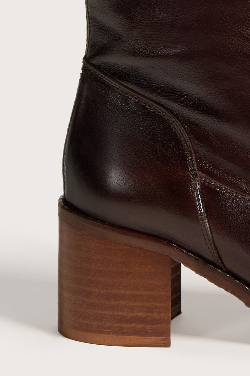 Brown Terra leather hight boot - VALENTINA