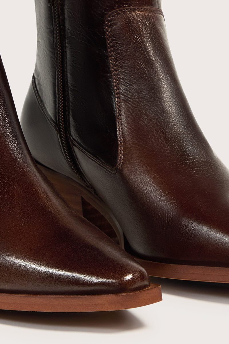 Brown Terra leather ankle boot - TULUM