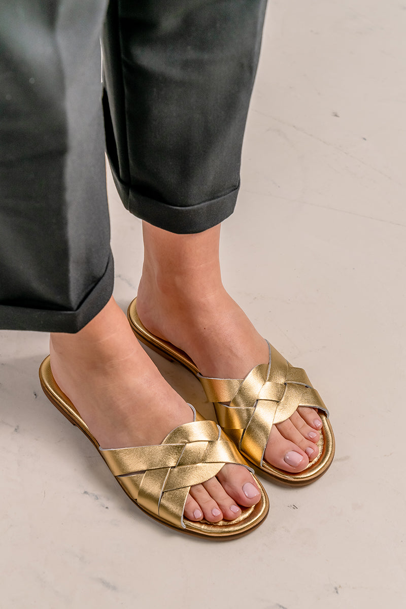 Sandalia plana en piel marrón ORNELLA, Bryan Stepwise