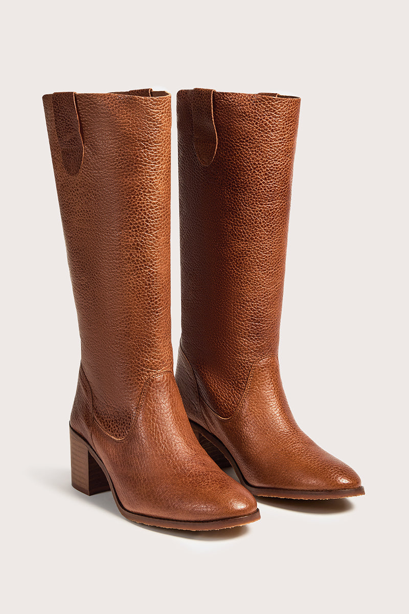 Brown vintage leather hight boot - VALENTINA 