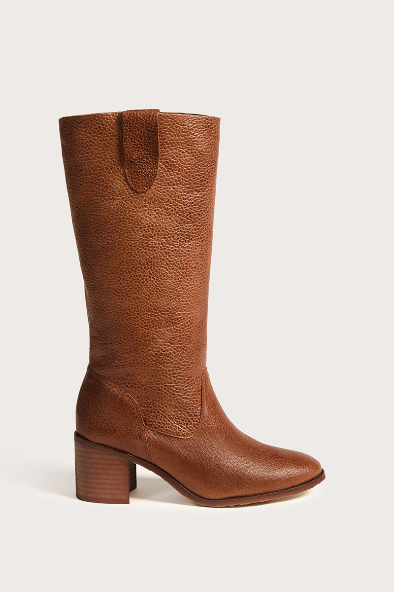 Brown vintage leather hight boot - VALENTINA 