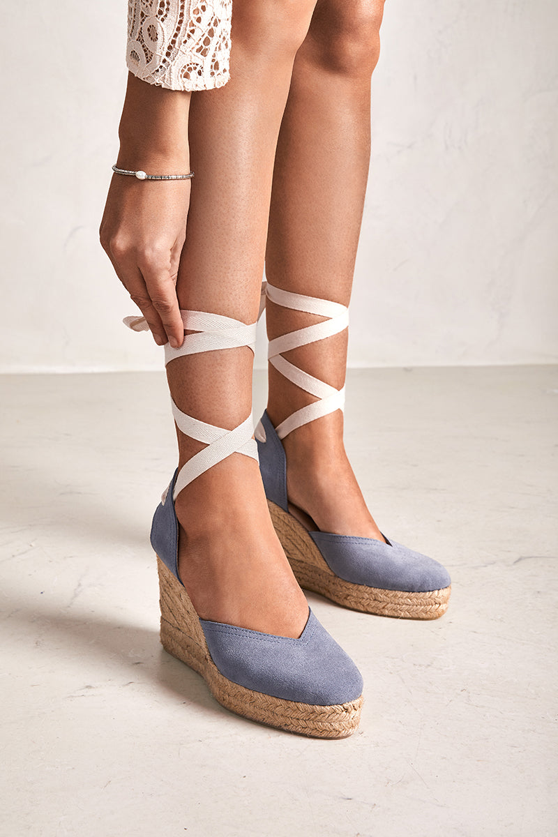 Espadrille in blue leather - CARMEN